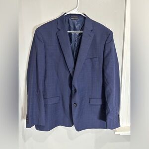 Lauren Ralph Lauren Blazer Men's 48R Navy Wool Notch Lapel Single Breasted Plaid